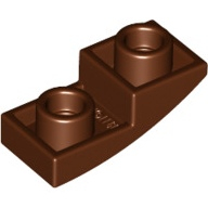 Lego destička 2x1 půl oblouku zakulacená hladká invertovaná, červeno hnědá (6172922)